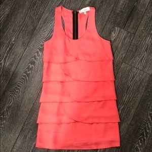 PERFECT CONDITION CORAL/SALMON RUFFLE DRESS SZ SM